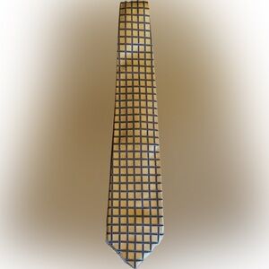 Lands' End Yellow and Black Grid-Pattern Handsewn Tie